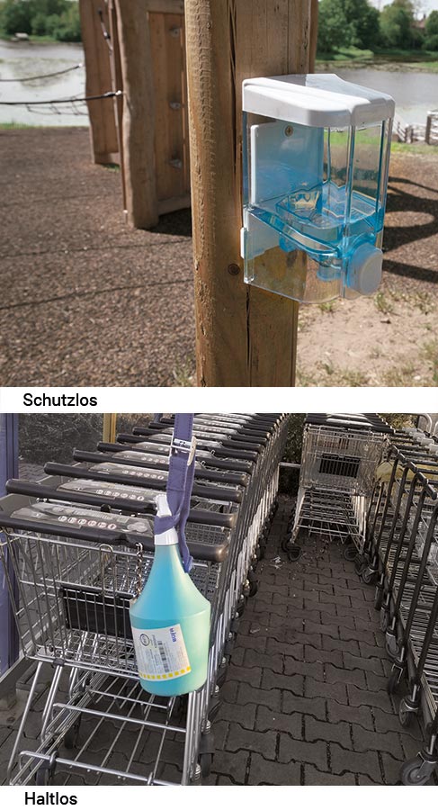 Ungeeignet: Indoor-Spender im Außeneinsatz